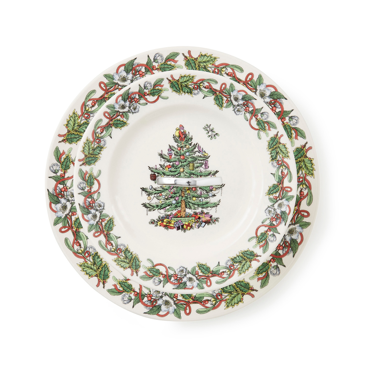 Spode Christmas Tree Wreath 2 Tier Cake Stand image number null